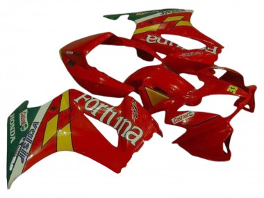 Beste Honda VFR 800 Motorrad Verkleidung 2002-2013 - Rot Gelb Grun Fortuna Castrol Valsir 33
