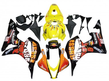 Beste Honda CBR600RR Motorrad Verkleidung 2007-2008 - Gelb Orange Glanzendes Schwarz Rossi Repsol