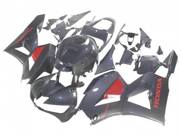 Beste Honda CBR600RR Motorrad Verkleidung 2013-2023 - Schwarzes Carbonfaser Rot