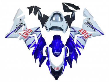 Beste Kawasaki ZX10R Motorrad Verkleidung 2004-2005 - Glanzendes Blau Weiss Fiat Motul