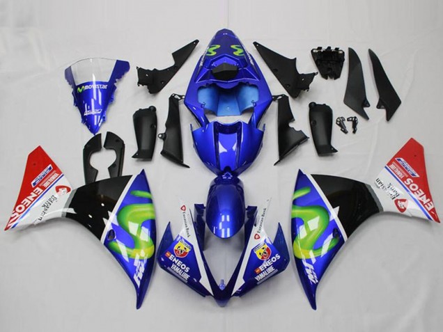 Beste Yamaha YZF R1 Motorrad Verkleidung 2012-2014 - Blau Weiss Rot Glanzendes Schwarz Grun ENEOS Yamalube