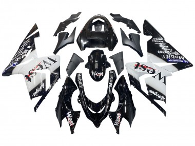 Beste Kawasaki ZX10R Motorrad Verkleidung 2004-2005 - Weiss Schwarz West Ninja