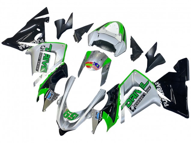 Beste Kawasaki ZX10R Motorrad Verkleidung 2004-2005 - Grun Silber Schwarz 69
