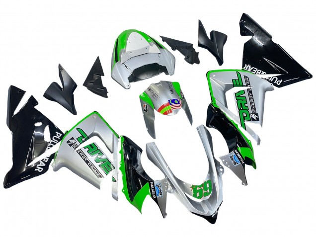 Beste Kawasaki ZX10R Motorrad Verkleidung 2004-2005 - Grun Silber Schwarz 69