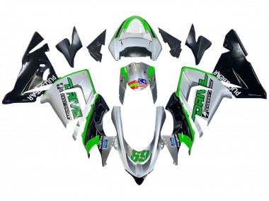 Beste Kawasaki ZX10R Motorrad Verkleidung 2004-2005 - Grun Silber Schwarz 69