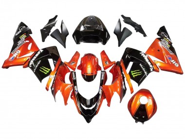 Beste Kawasaki ZX10R Motorrad Verkleidung 2004-2005 - Burnt Orange Schwarz Monster Elf