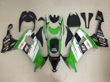 Beste Kawasaki ZX10R Motorrad Verkleidung 2008-2010 - Weiss Grun Glanzendes Schwarz Motul Neos Banca Petas