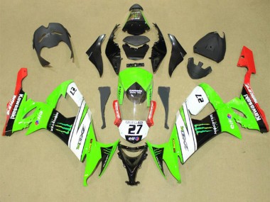 Beste Kawasaki ZX10R Motorrad Verkleidung 2008-2010 - Grun Weiss Rot Schwarz Elf Grun Monster Energy 27