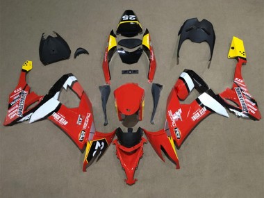 Beste Kawasaki ZX10R Motorrad Verkleidung 2008-2010 - Rot Gelb Weiss Schwarz