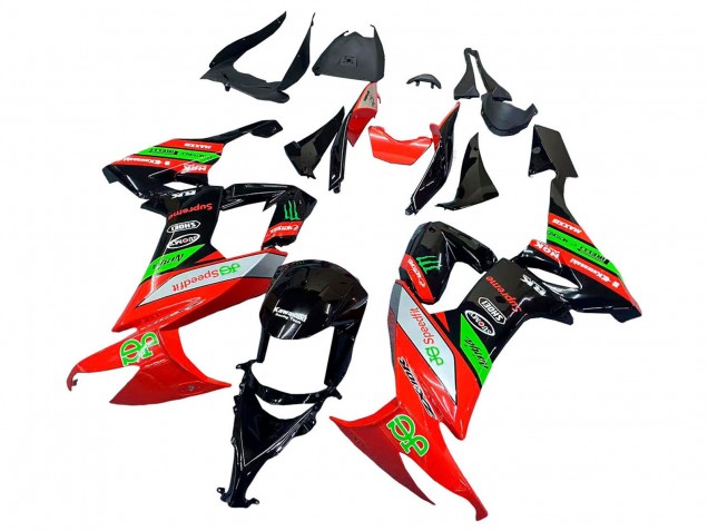 Beste Kawasaki ZX10R Motorrad Verkleidung 2008-2010 - Rot Grun Schwarz