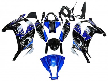 Beste Kawasaki ZX10R Motorrad Verkleidung 2011-2015 - Blau Weiss Glanzendes Schwarz