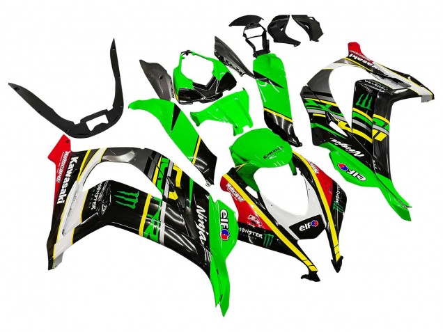 Beste Kawasaki ZX10R Motorrad Verkleidung 2016-2020 - Grun Gelb Rot Schwarz Elf Monster