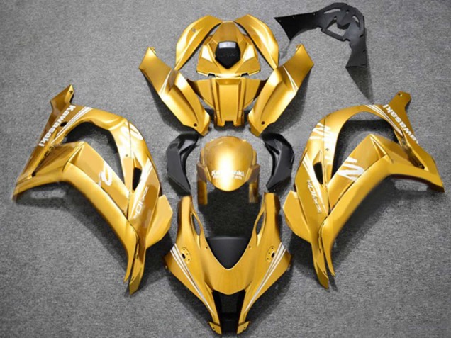 Beste Kawasaki ZX10R Motorrad Verkleidung 2016-2020 - Gold Weiss