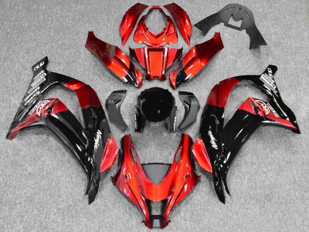 Beste Kawasaki ZX10R Motorrad Verkleidung 2016-2020 - Rot Glanzendes Schwarz