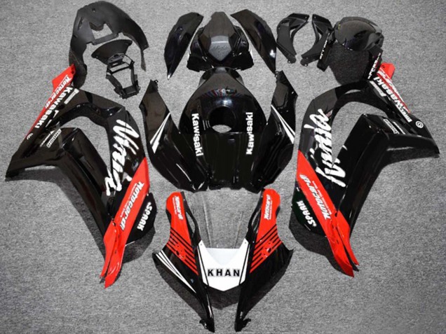Beste Kawasaki ZX10R Motorrad Verkleidung 2016-2020 - Glanzendes Schwarz Rot Weiss KHAN Spark