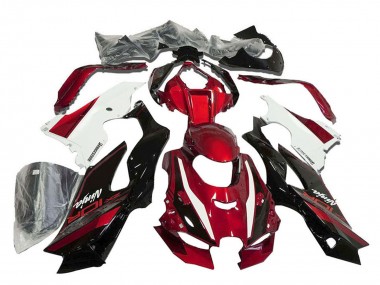 Beste Kawasaki ZX10R Motorrad Verkleidung 2021-2025 - Rot Weiss Glanzendes Schwarz