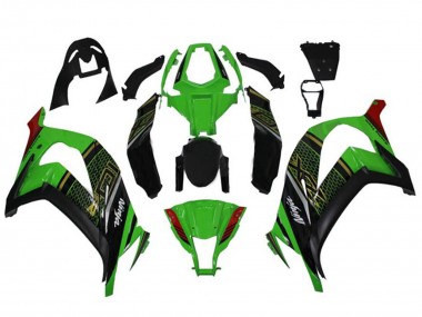 Beste Kawasaki ZX10R Motorrad Verkleidung 2011-2015 - Grun Glanzendes Schwarz Rot Bienenwabe