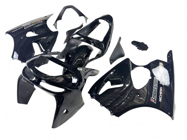 Beste Kawasaki ZX6R Motorrad Verkleidung 1998-1999 - Glanzendes Schwarz Gelb Elf Bridgestone