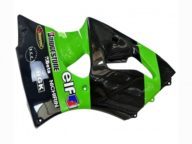 Beste Kawasaki ZX6R Motorrad Verkleidung 1998-1999 - Grun Glanzendes Schwarz Elf Bridgestone