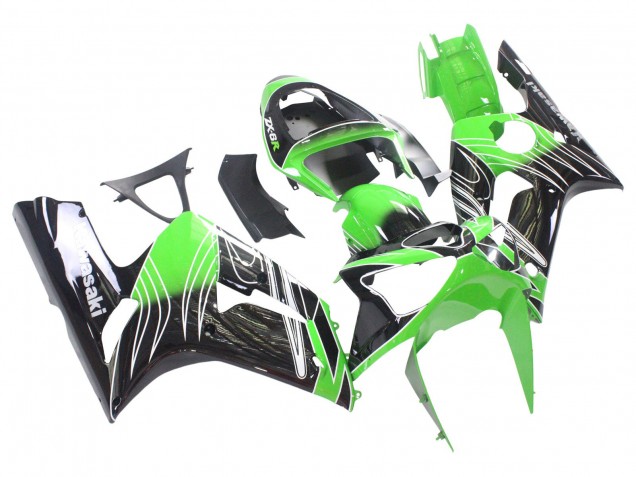 Beste Kawasaki ZX6R Motorrad Verkleidung 2003-2004 - Grun Weiss Schwarz