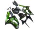 Beste Kawasaki ZX6R Motorrad Verkleidung 2003-2004 - Glanzendes Schwarz Grun Flamme