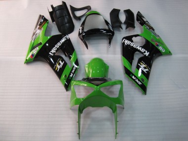 Beste Kawasaki ZX6R Motorrad Verkleidung 2003-2004 - Grun Schwarz Elf Bridgestone