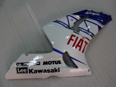 Beste Kawasaki ZX6R Motorrad Verkleidung 2003-2004 - Weiss Blau Rot Fiat