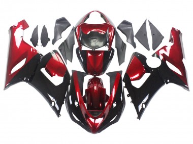 Beste Kawasaki ZX6R Motorrad Verkleidung 2005-2006 - Rot Glanzendes Schwarz