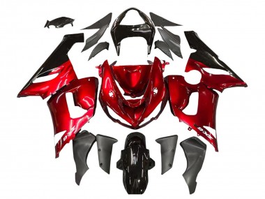 Beste Kawasaki ZX6R Motorrad Verkleidung 2005-2006 - Rot Schwarz