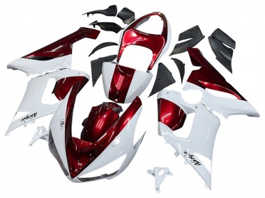 Beste Kawasaki ZX6R Motorrad Verkleidung 2005-2006 - Weiss Rot