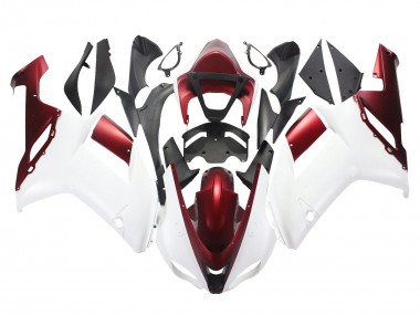 Beste Kawasaki ZX6R Motorrad Verkleidung 2007-2008 - Weiss Rot