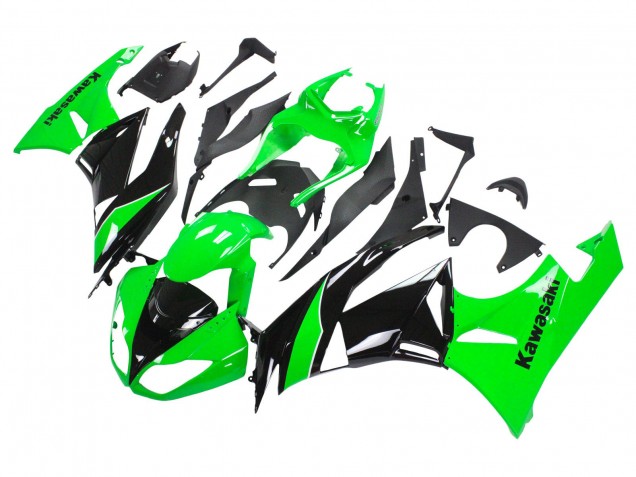 Beste Kawasaki ZX6R Motorrad Verkleidung 2009-2012 - Grun Glanzendes Schwarz