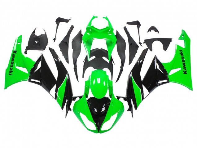 Beste Kawasaki ZX6R Motorrad Verkleidung 2009-2012 - Grun Glanzendes Schwarz