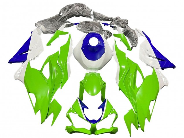 Beste Kawasaki ZX6R Motorrad Verkleidung 2019-2022 - Weiss Blau Grun