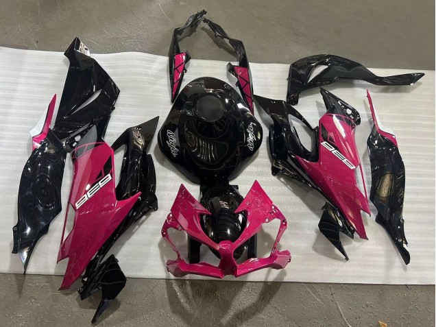 Beste Kawasaki ZX6R Motorrad Verkleidung 2019-2022 - Glanzendes Schwarz Rosa Ninja