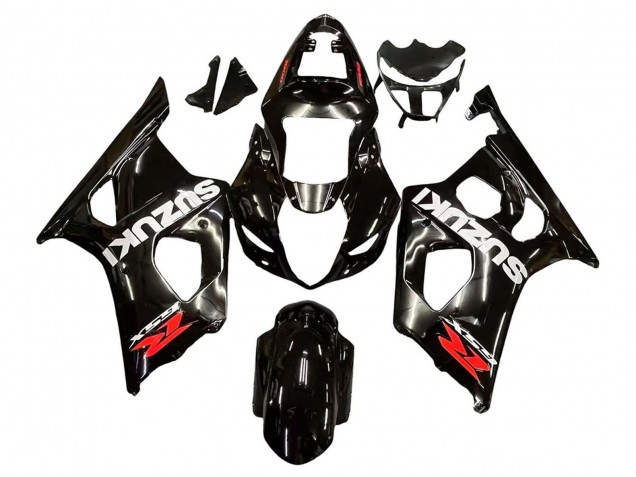 Beste Suzuki GSXR 1000 Motorrad Verkleidung 2003-2004 - Glanzendes Schwarz Weiss Rot Aufkleber