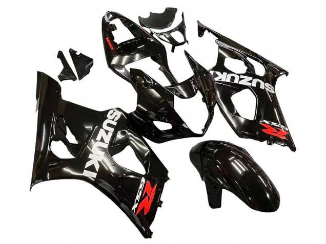 Beste Suzuki GSXR 1000 Motorrad Verkleidung 2003-2004 - Glanzendes Schwarz Weiss Rot Aufkleber