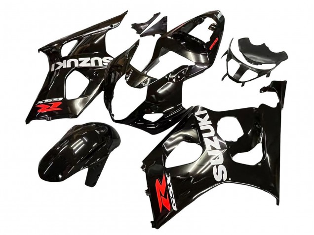 Beste Suzuki GSXR 1000 Motorrad Verkleidung 2003-2004 - Glanzendes Schwarz Weiss Rot Aufkleber