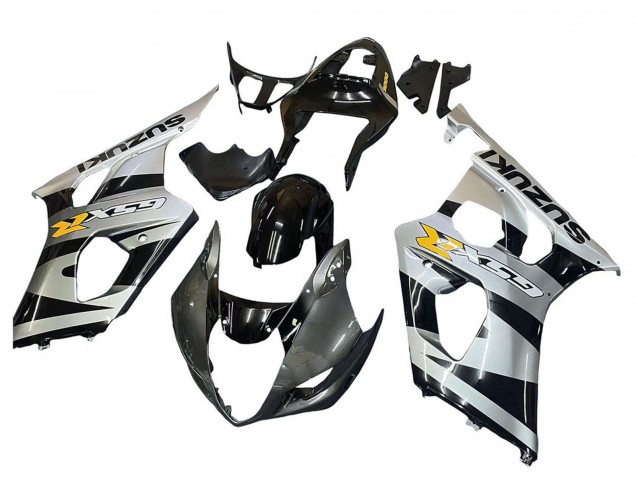 Beste Suzuki GSXR 1000 Motorrad Verkleidung 2003-2004 - Glanzendes Schwarz Silber Grau Gelb