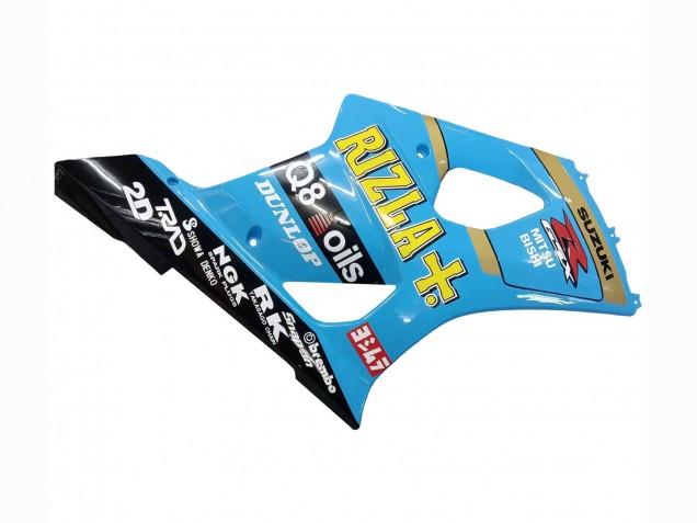 Beste Suzuki GSXR 1000 Motorrad Verkleidung 2003-2004 - Hellblau Gelb Schwarz Rizla Motul