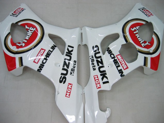 Beste Suzuki GSXR 1000 Motorrad Verkleidung 2003-2004 - Weiss Rot Motul Lucky Strike