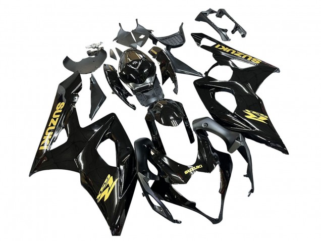 Beste Suzuki GSXR 1000 Motorrad Verkleidung 2005-2006 - Glanzendes Schwarz Gold Aufkleber