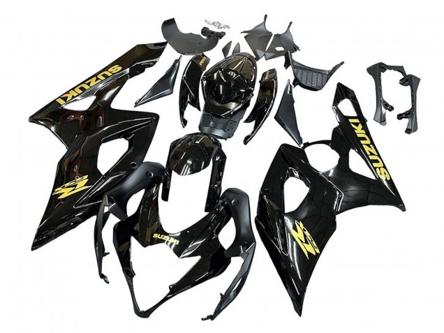Beste Suzuki GSXR 1000 Motorrad Verkleidung 2005-2006 - Glanzendes Schwarz Gold Aufkleber