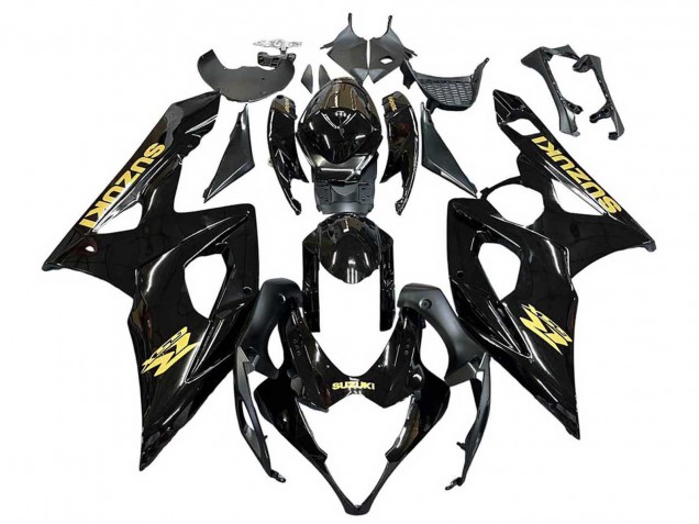 Beste Suzuki GSXR 1000 Motorrad Verkleidung 2005-2006 - Glanzendes Schwarz Gold Aufkleber