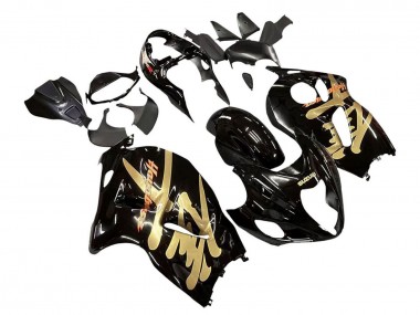 Beste Suzuki GSXR 1300 Hayabusa Motorrad Verkleidung 1996-2007 - Glanzendes Schwarz Gold Hayabusa