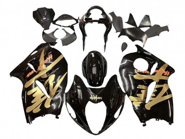 Beste Suzuki GSXR 1300 Hayabusa Motorrad Verkleidung 1996-2007 - Glanzendes Schwarz Gold Hayabusa