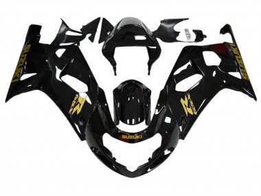 Beste Suzuki GSXR 600 / GSXR 750 Motorrad Verkleidung 2001-2003 - Glanzendes Schwarz Gold Aufkleber