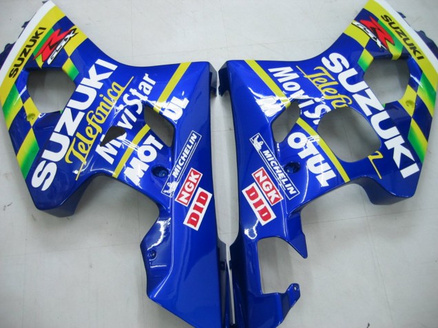 Beste Suzuki GSXR 600 / GSXR 750 Motorrad Verkleidung 2004-2005 - Blau Weiss Gelb Grun Telefumica Motul MoviStar