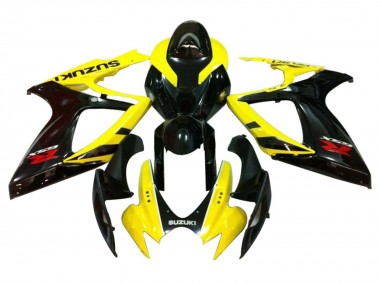 Beste Suzuki GSXR 600 / GSXR 750 Motorrad Verkleidung 2006-2007 - Gelb Glanzendes Schwarz Rot