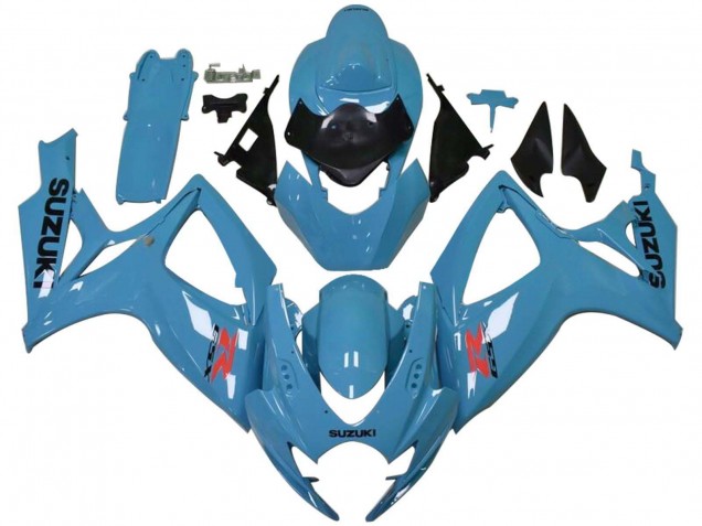 Beste Suzuki GSXR 600 / GSXR 750 Motorrad Verkleidung 2006-2007 - Hellblau Schwarz Rot